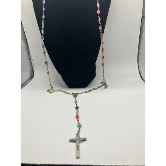St Labre Indians Multicolored Rosary Beads 22 7/8 Inch Necklace! - Picture 3 of 12